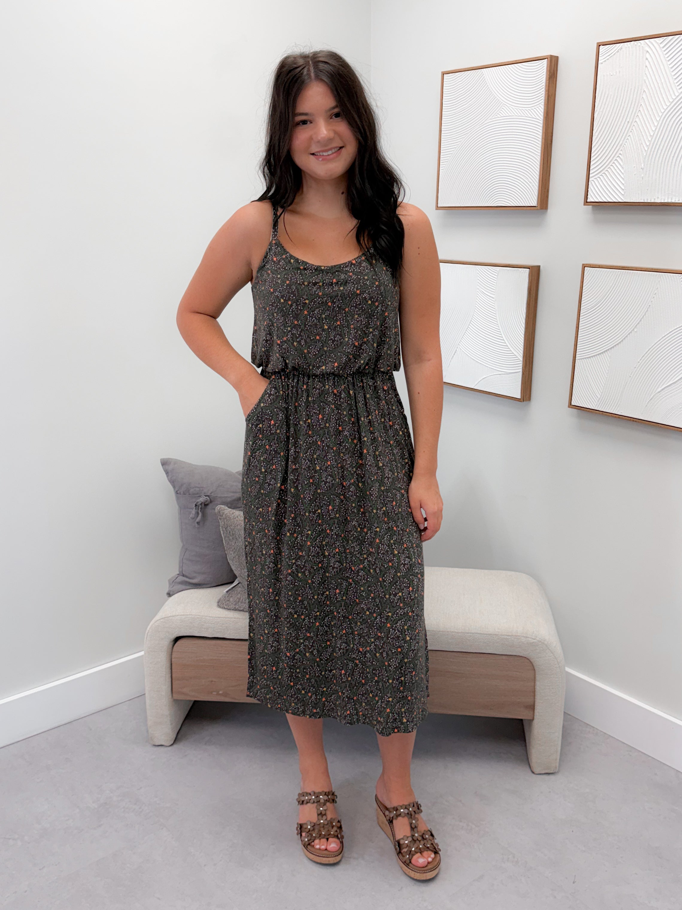 Emaline Dress in Black Ditsy