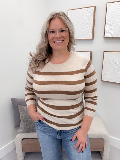 Jasper Sweater in Striped Mocha