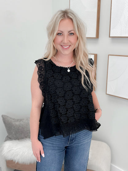 Lexie Lace Tank in Black