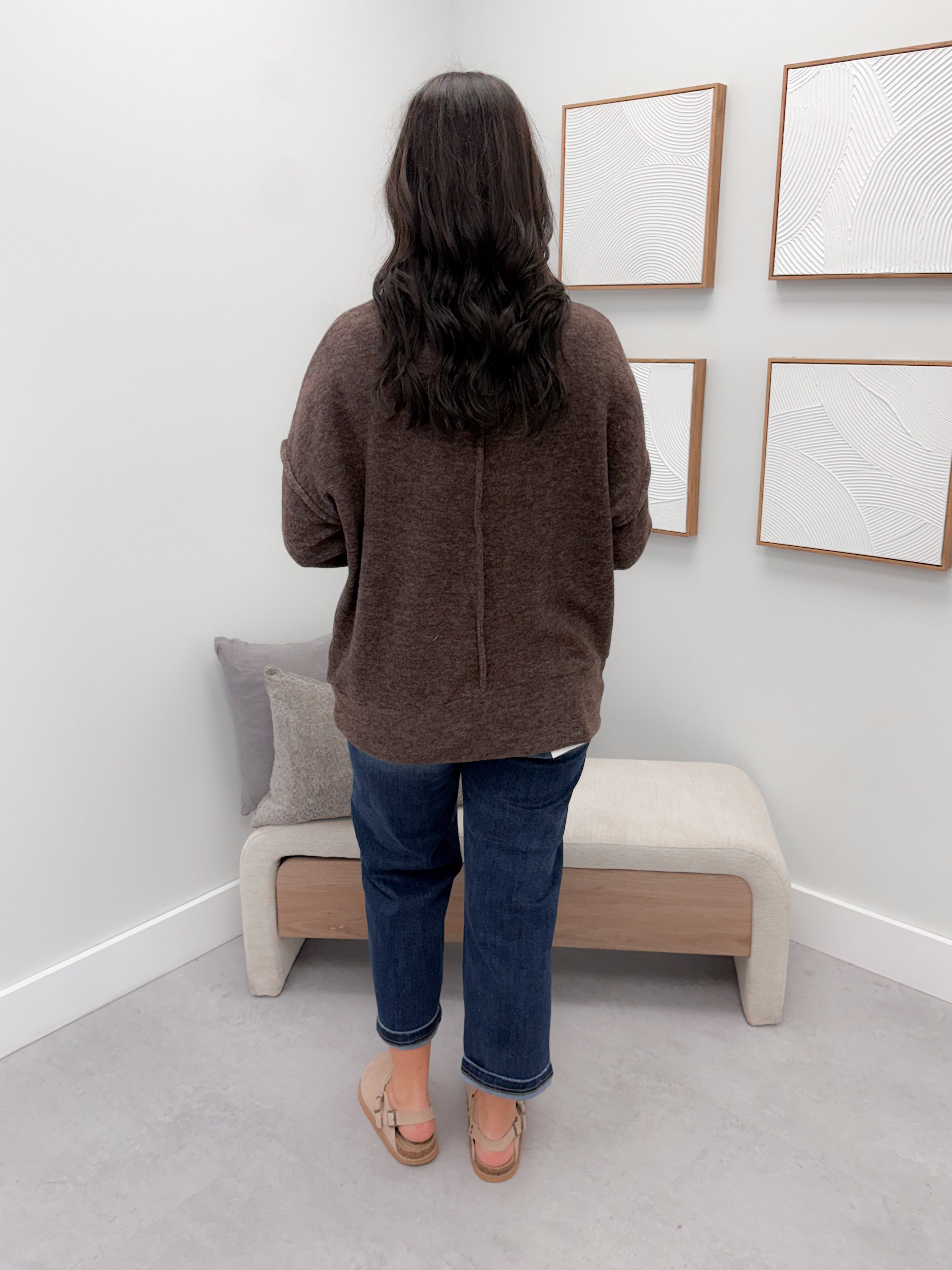 Denton Brushed Pullover in Brown