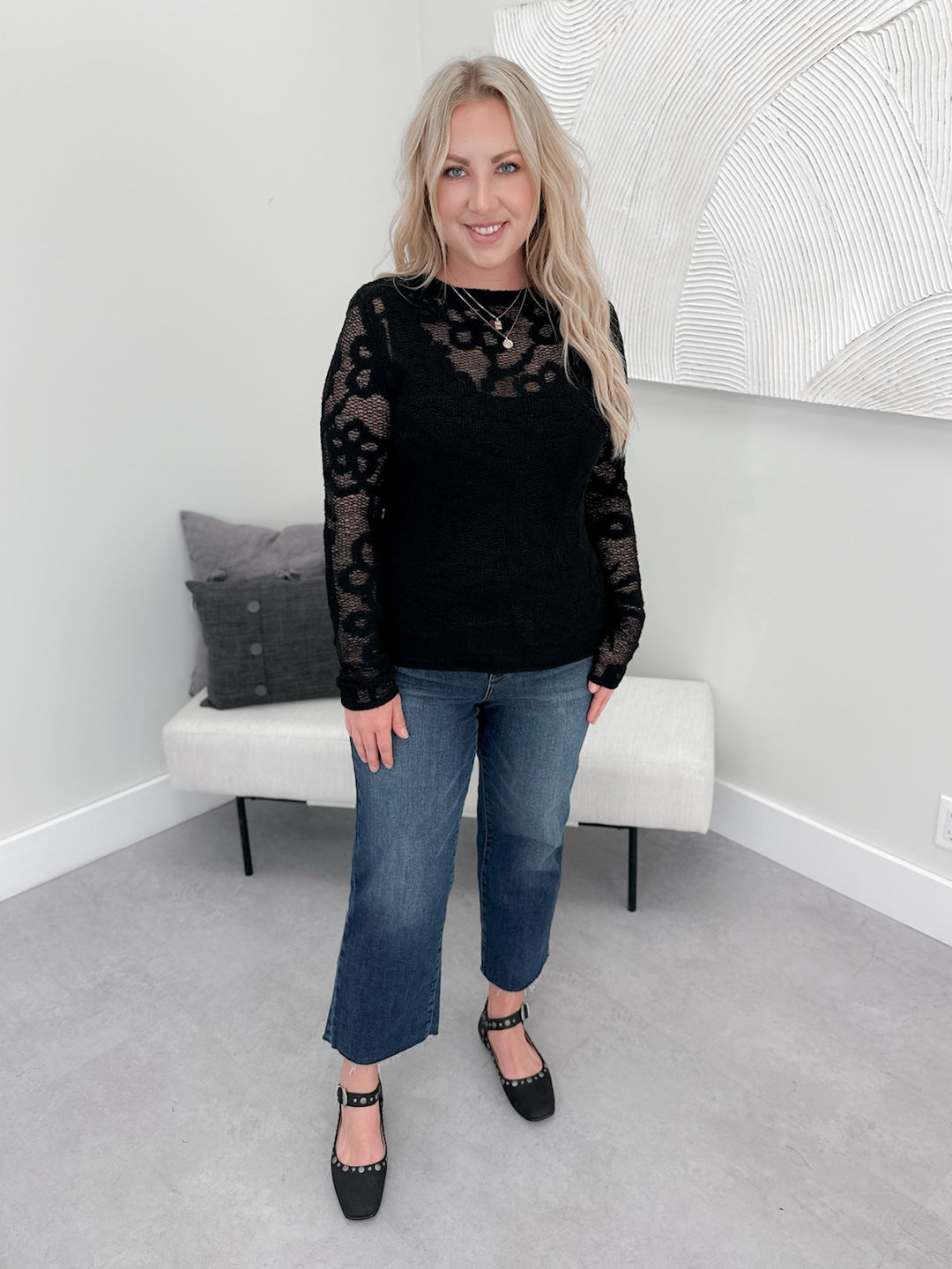 Lane Sheer Top in Black