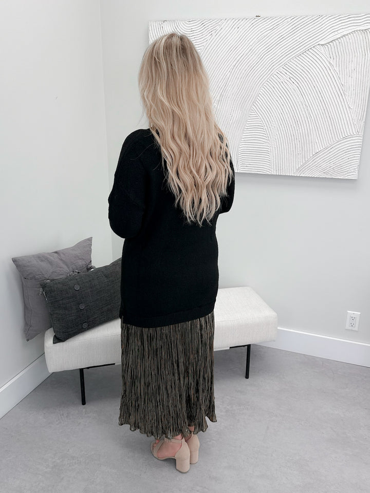 Glam Sweater Dress in Black/Gold