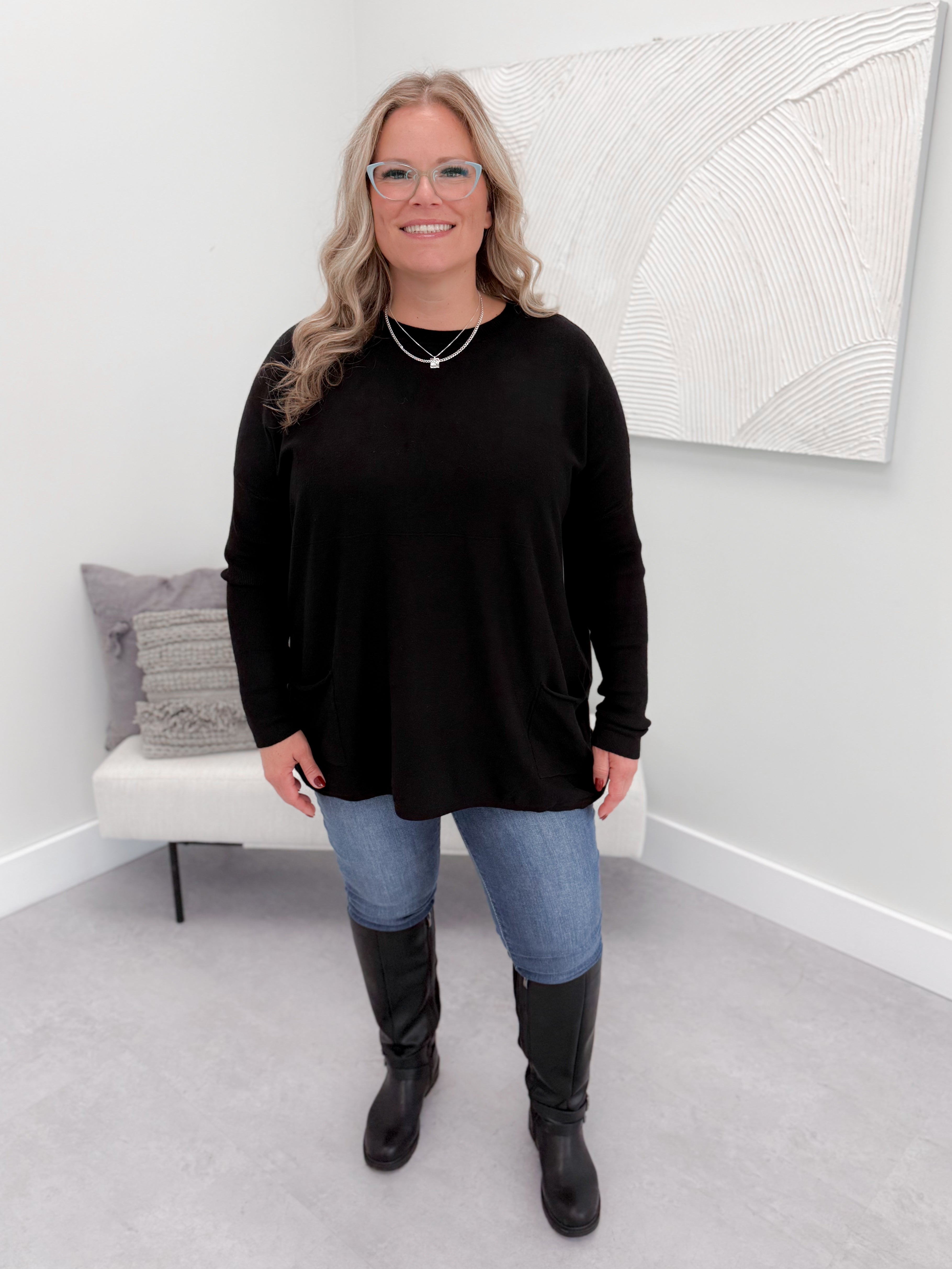 229 Pocket Sweater in Black by Twenty Nine The Label