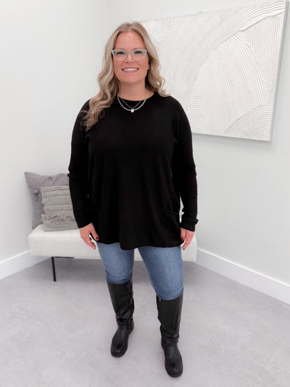 229 Pocket Sweater in Black by Twenty Nine The Label