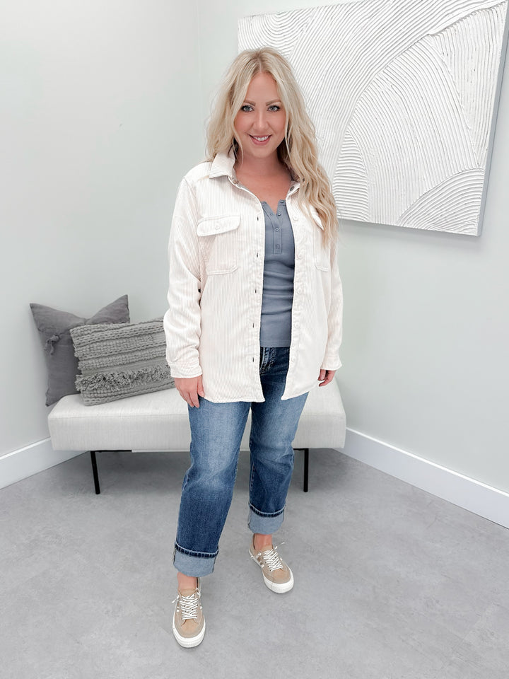 Flipside Shacket in Cream ( Reversible )