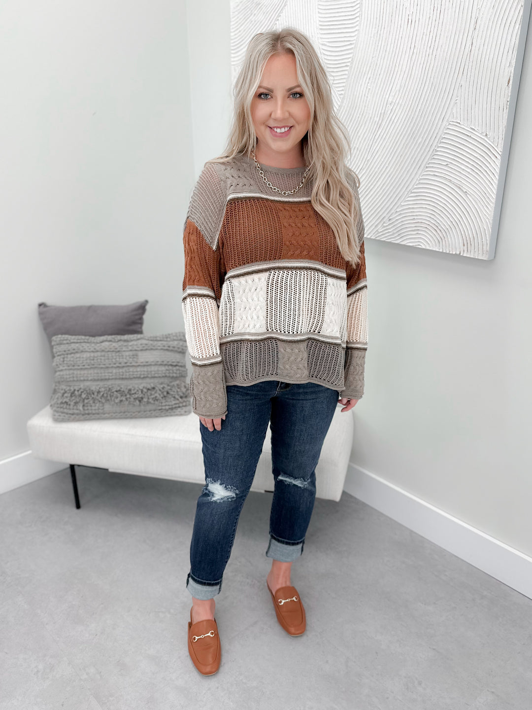 Rhea Crochet Sweater in Maple