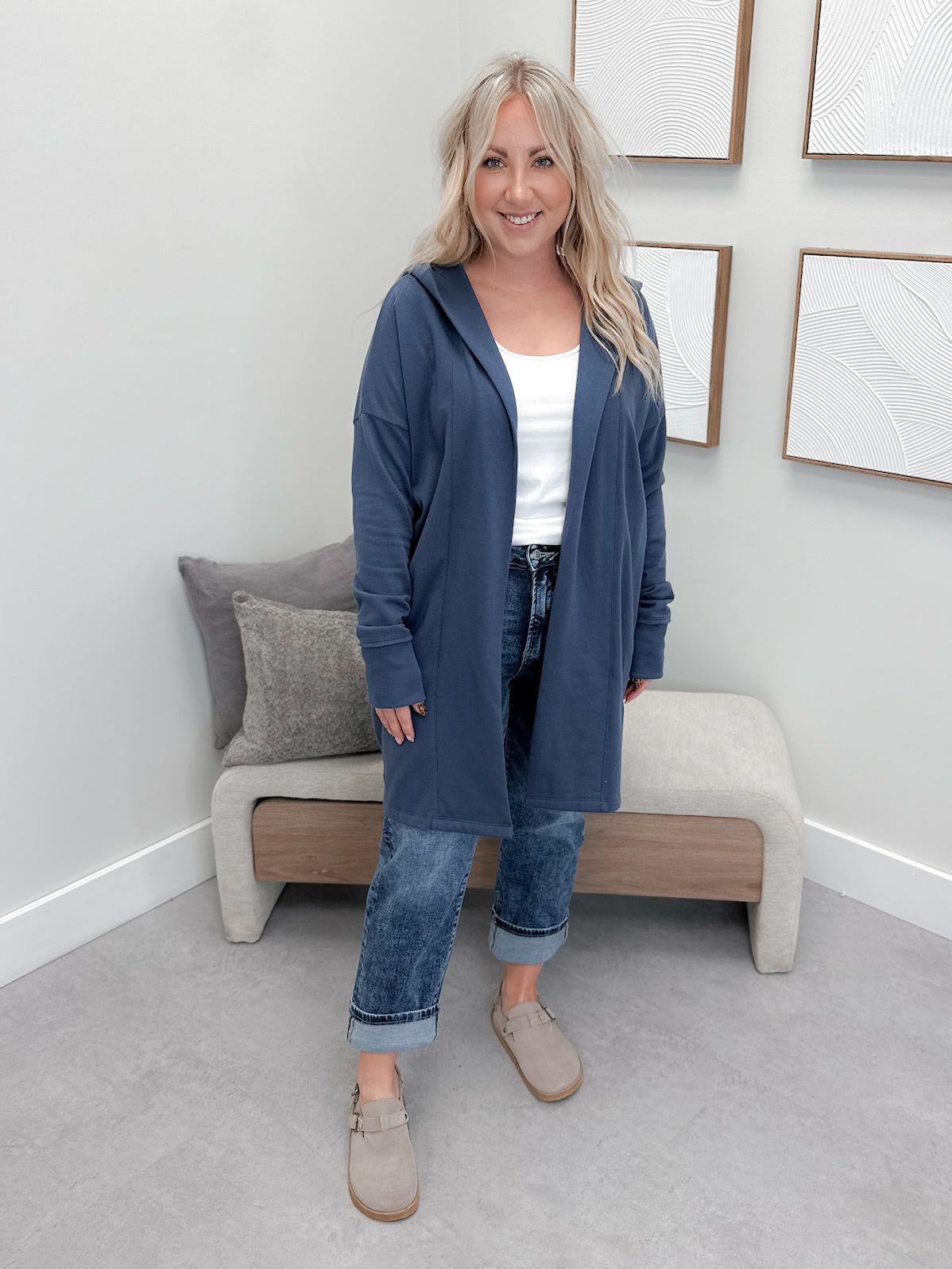 726 Hooded Cardigan in Dark Waters by Twenty Nine the Label
