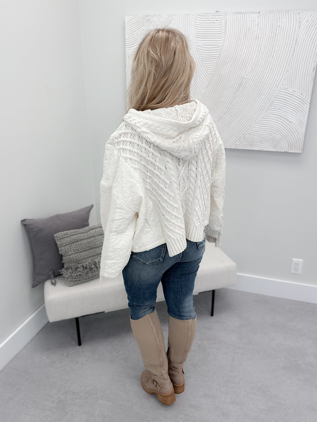 Jenna Cable Knit Sweater in Cream by Pol