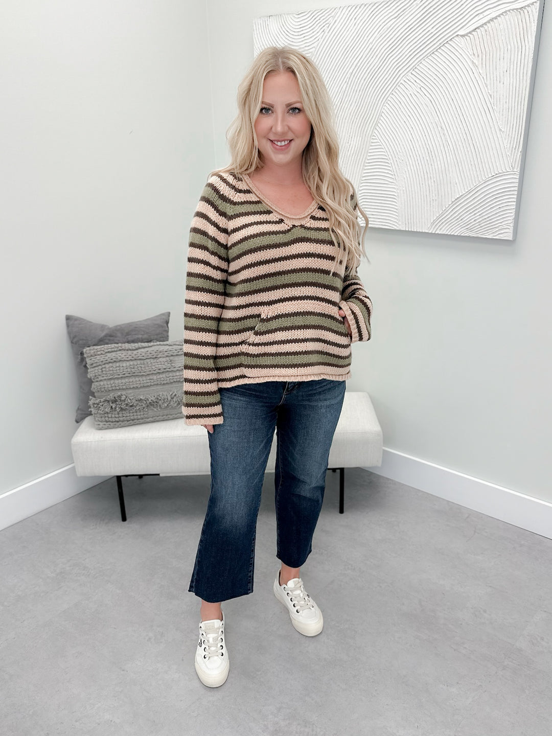 Tayton Sweater in Olive Stripe