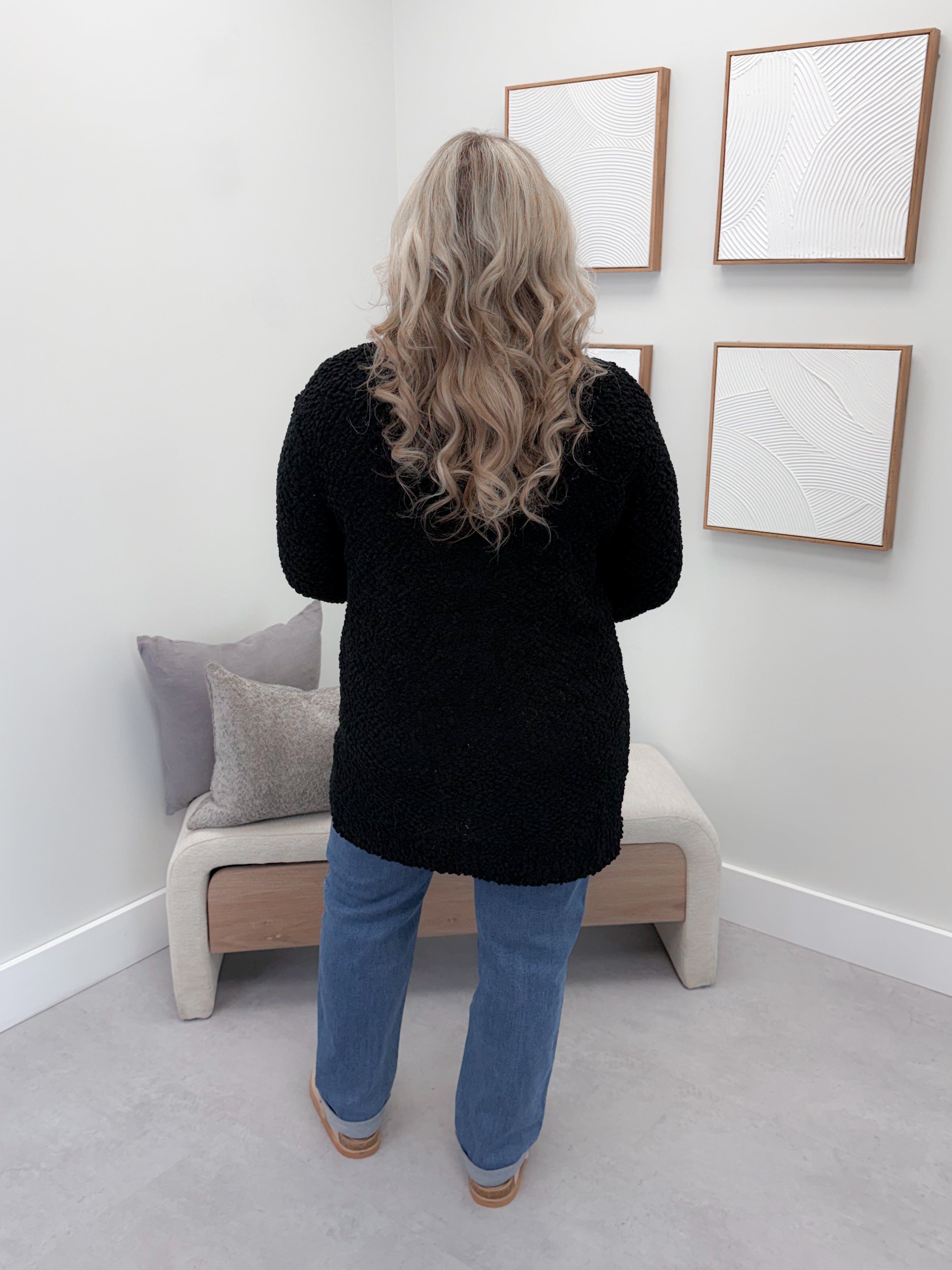 Piper Popcorn Cardigan in Black