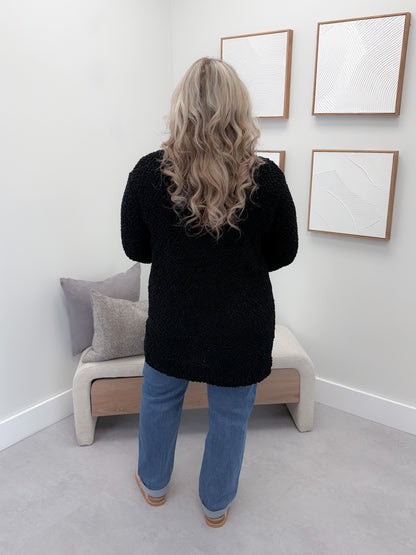 Piper Popcorn Cardigan in Black