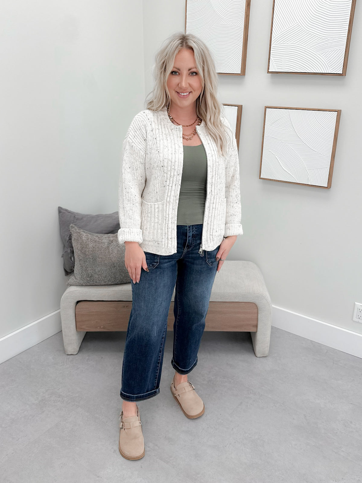 Wynn Cardigan in Flecked Ivory