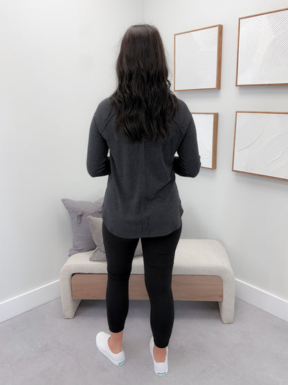 Emory Waffle Long Sleeve in Charcoal