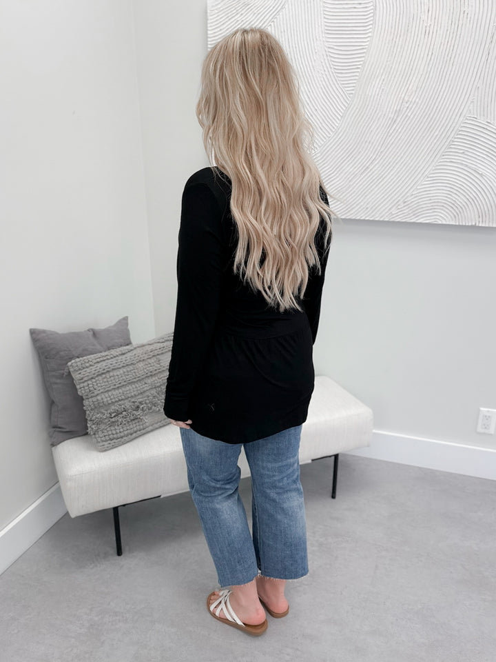 Sarah Ruffle Long Sleeve in Black by Michelle Mae