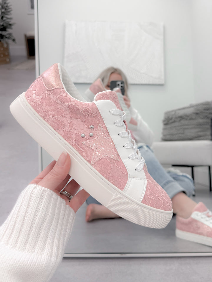 Supernova Sneaker in Pink Lace by Corky's