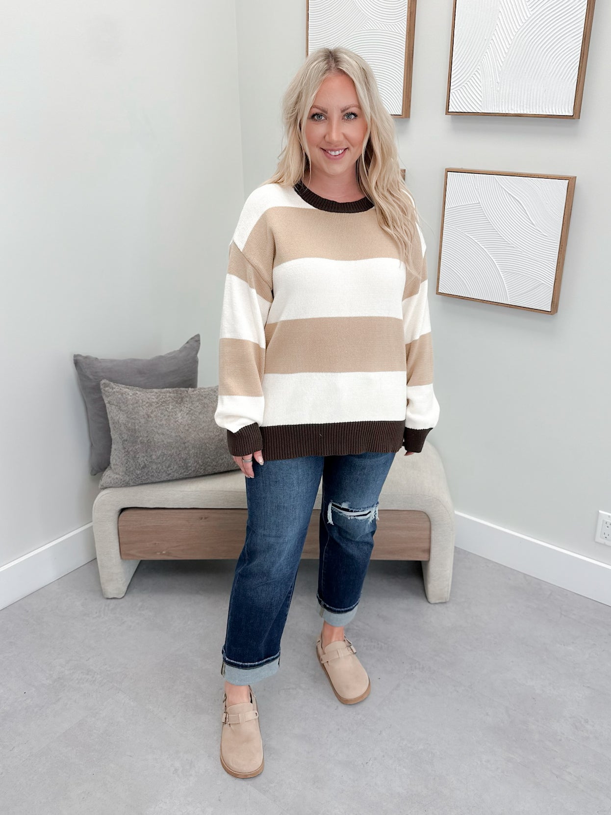 Scout Striped Sweater in Brown Mix