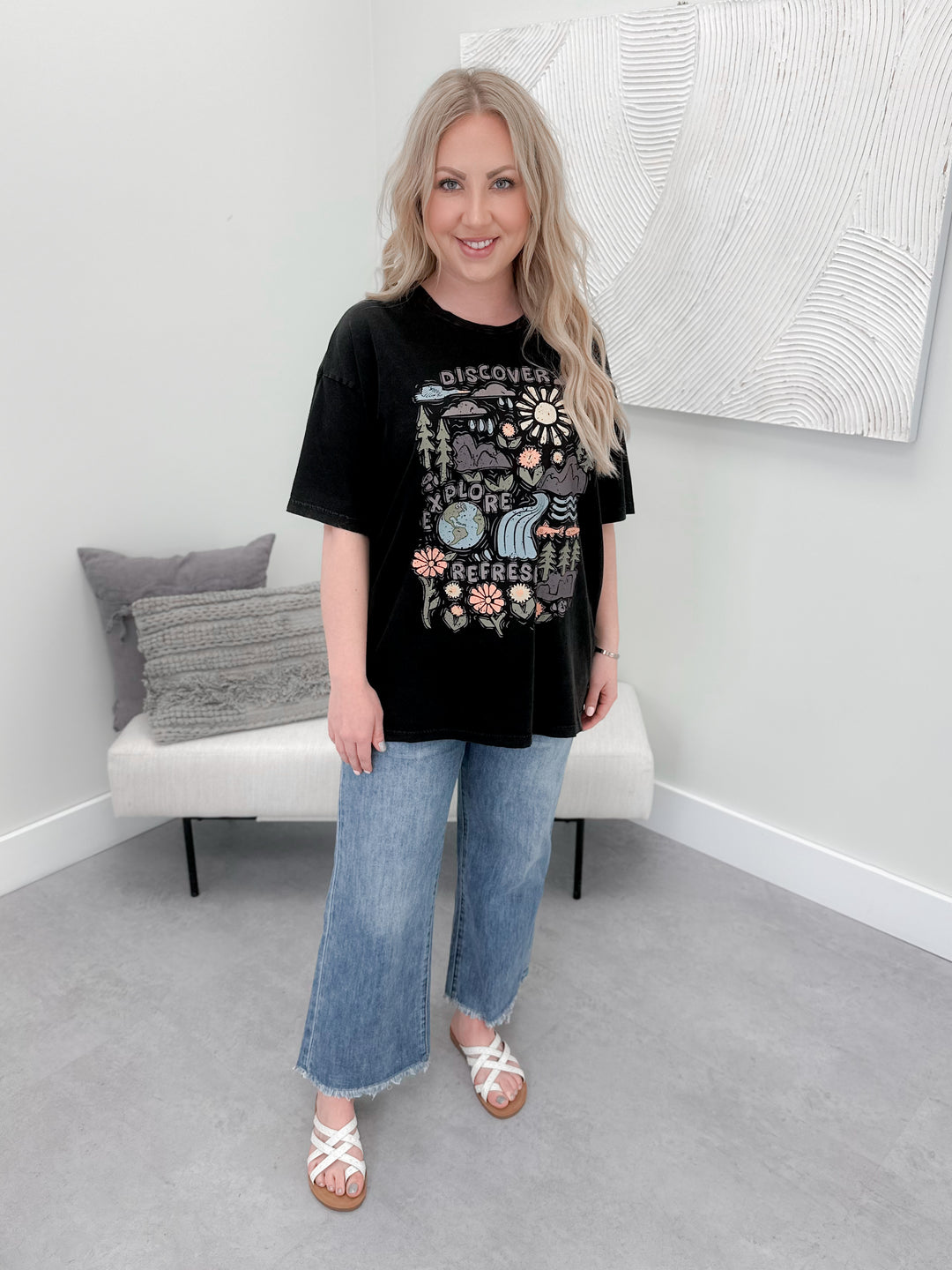 Discover, Explore Boyfriend Fit Graphic Tee by Grace and Lace