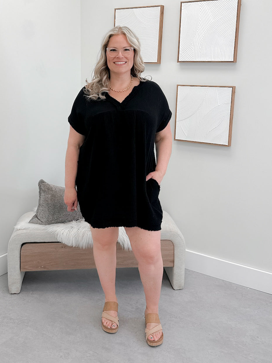Belize Gauze Dress in Black