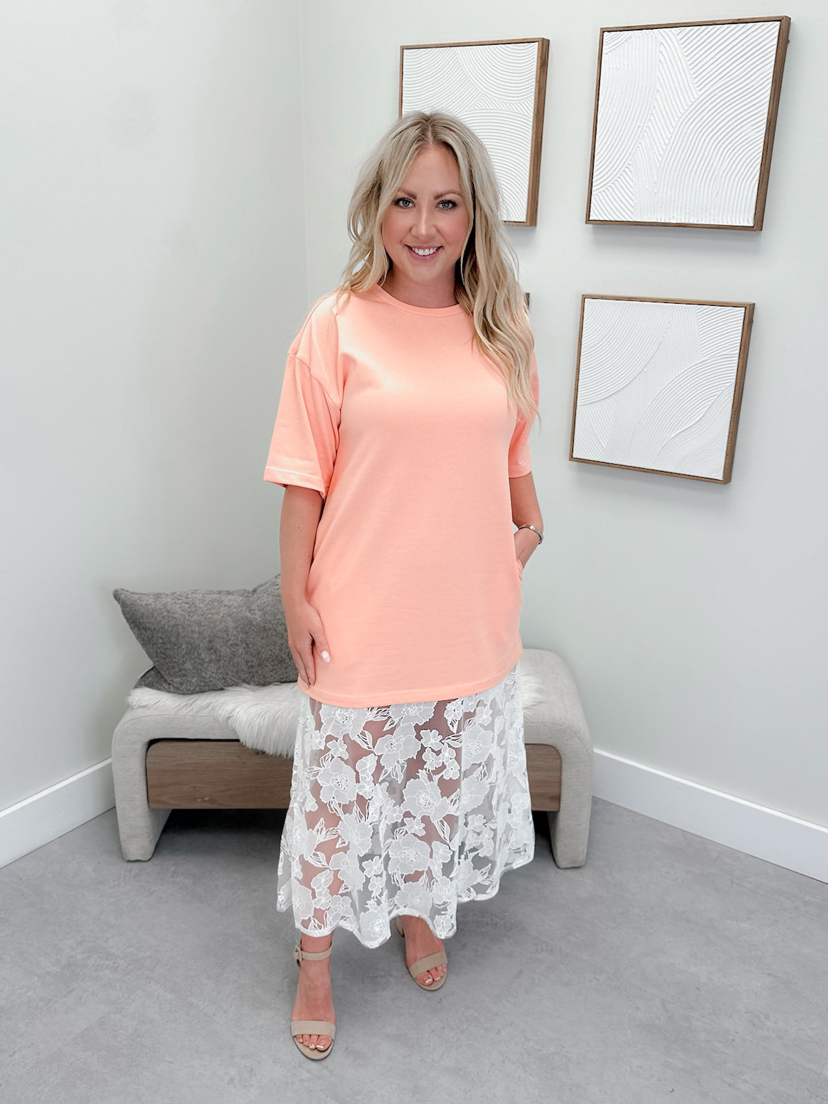 Cali Tee Dress in Peach