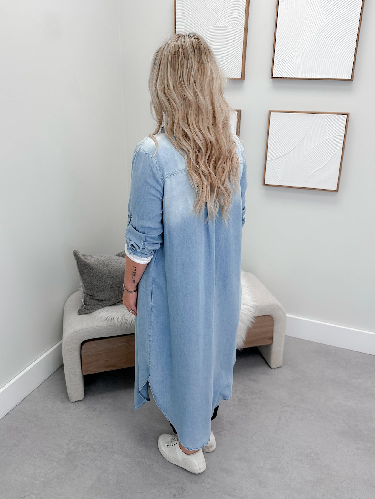 Suri Button Down Dress in Denim