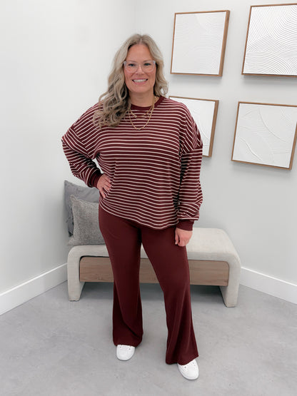 Saylor Stripe Long Sleeve in Burgundy