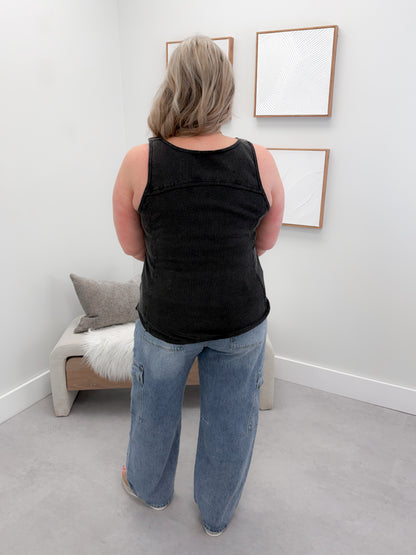 Bronwyn Buckle Tank in Acid Black