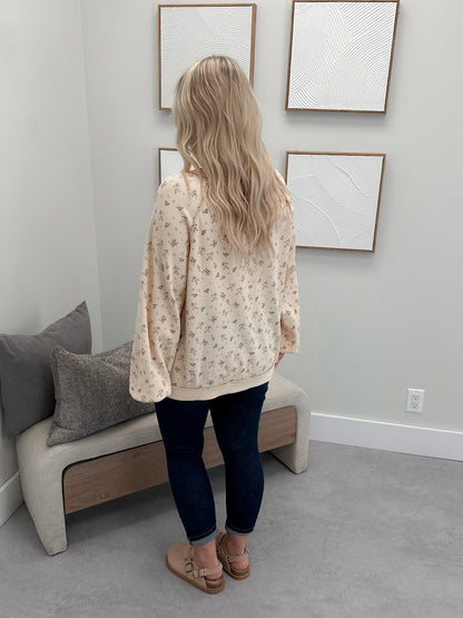 Izzy Floral Waffle Long Sleeve in Oat