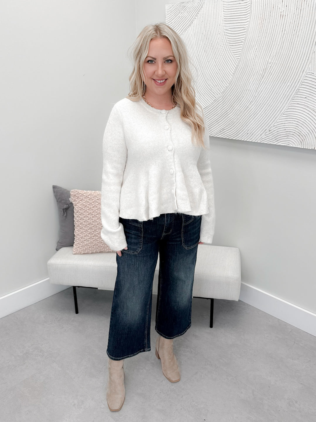 Soulmate Peplum Sweater in Cream