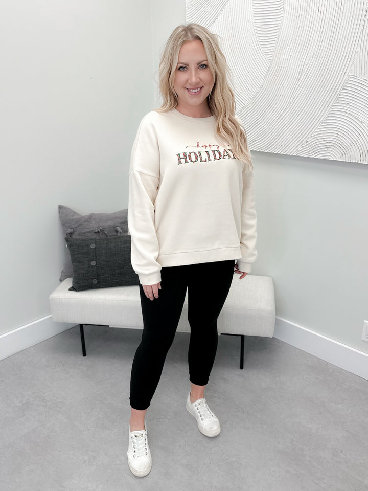 Happy Holidays Pullover in Birch