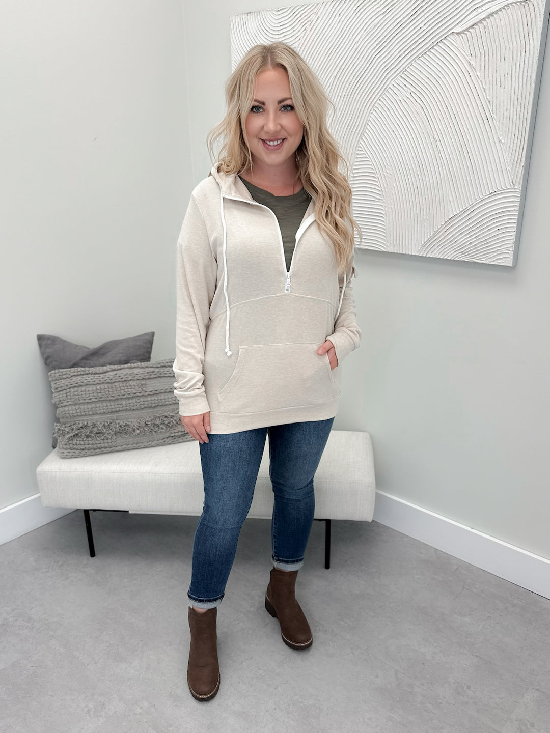 Jovie Half Zip in Oat