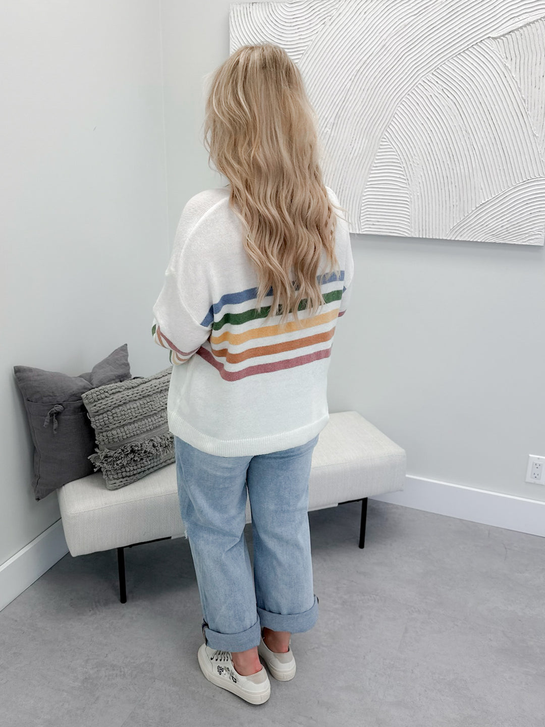 Kara Striped Sweater in Cream