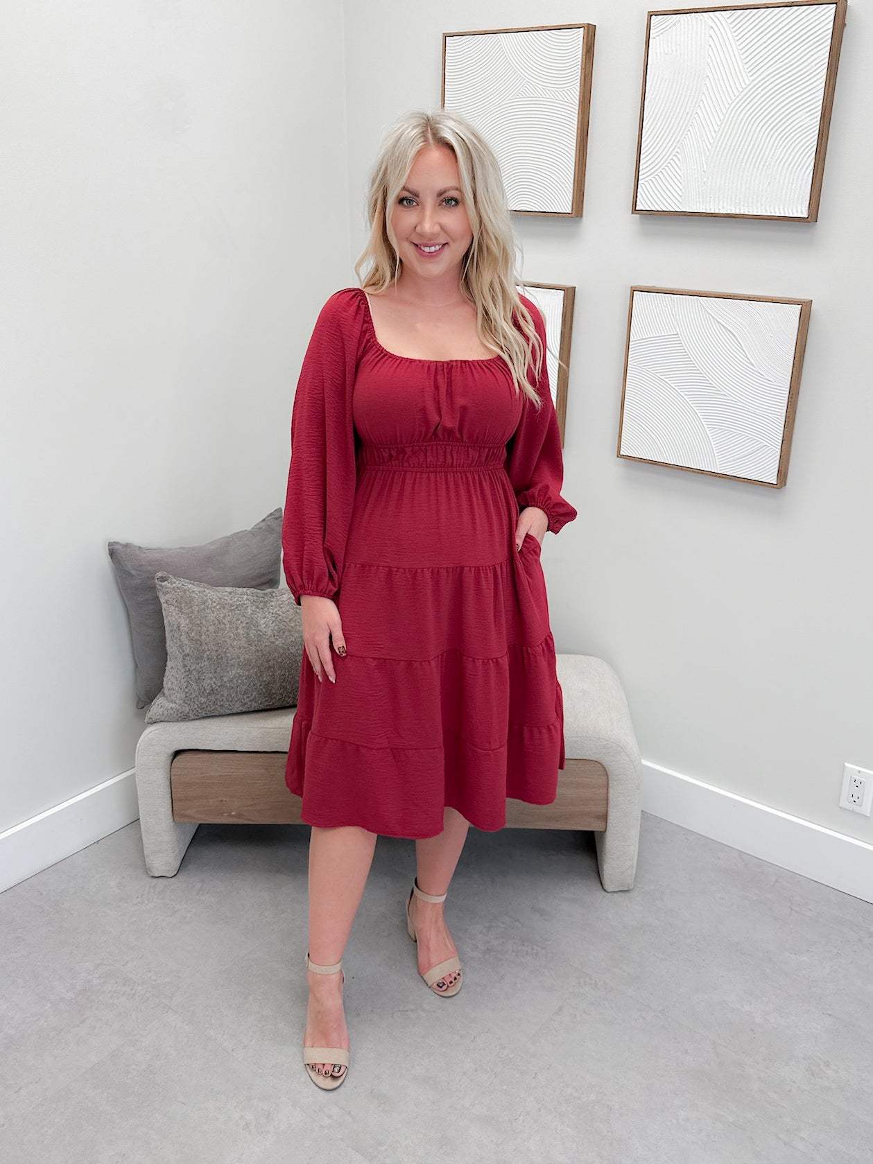 Elda Dress in Brick