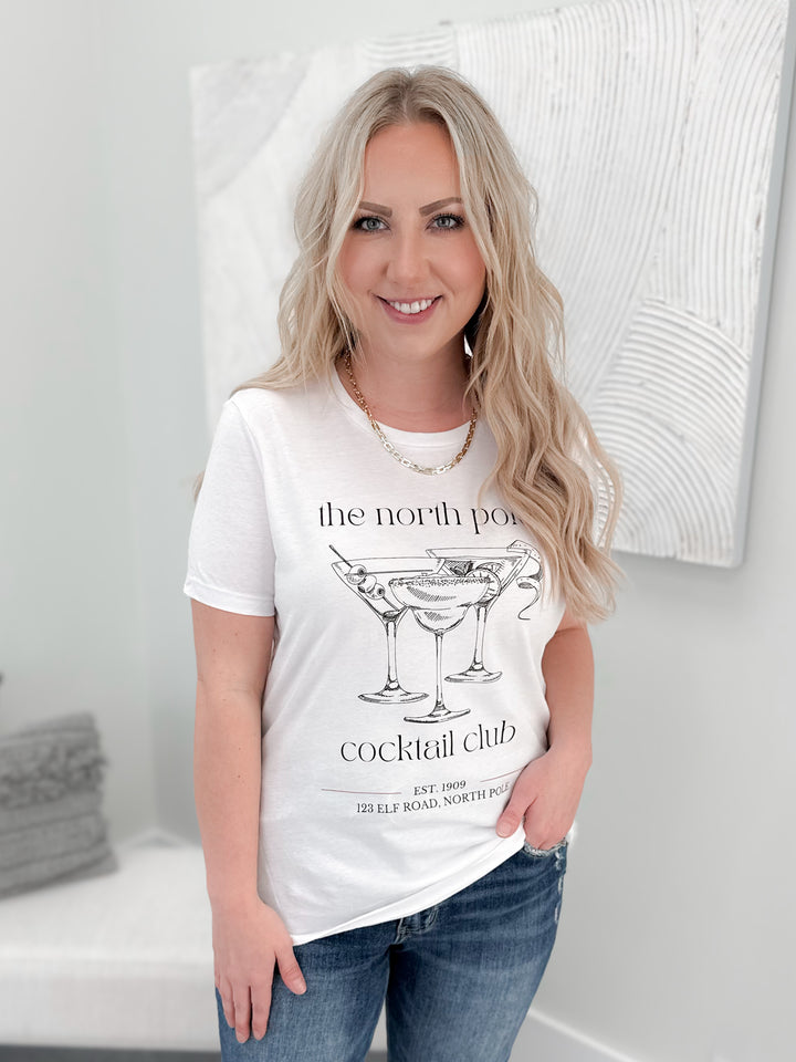 North Pole Cocktail Club Tee in White by Ash + Antler