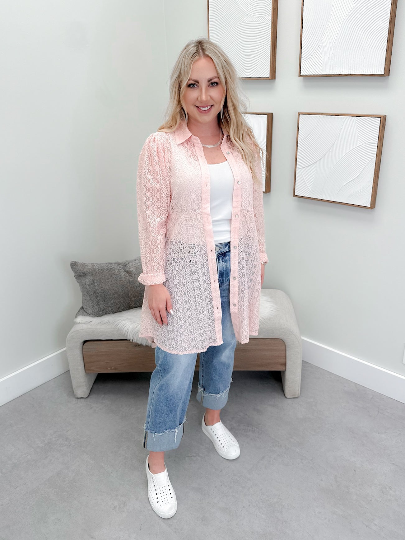 Arabella Lace Button Up Long Shirt