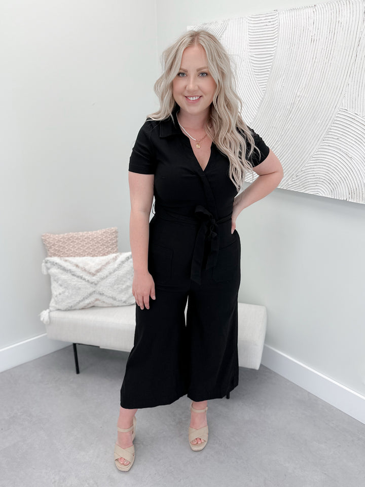 Paula Jumpsuit in Black - L/O Size Small