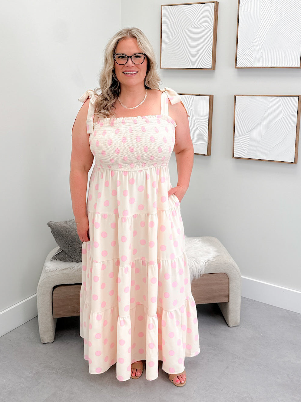 Palmer Polka Dot Dress in Pink