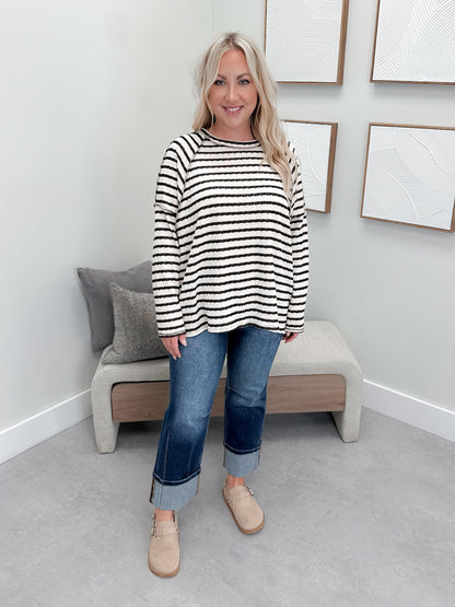 Eclipse Long Sleeve in Brown Stripes