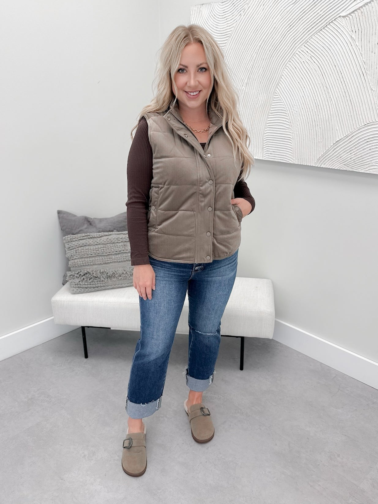 Linn Vest in Mocha Champagne