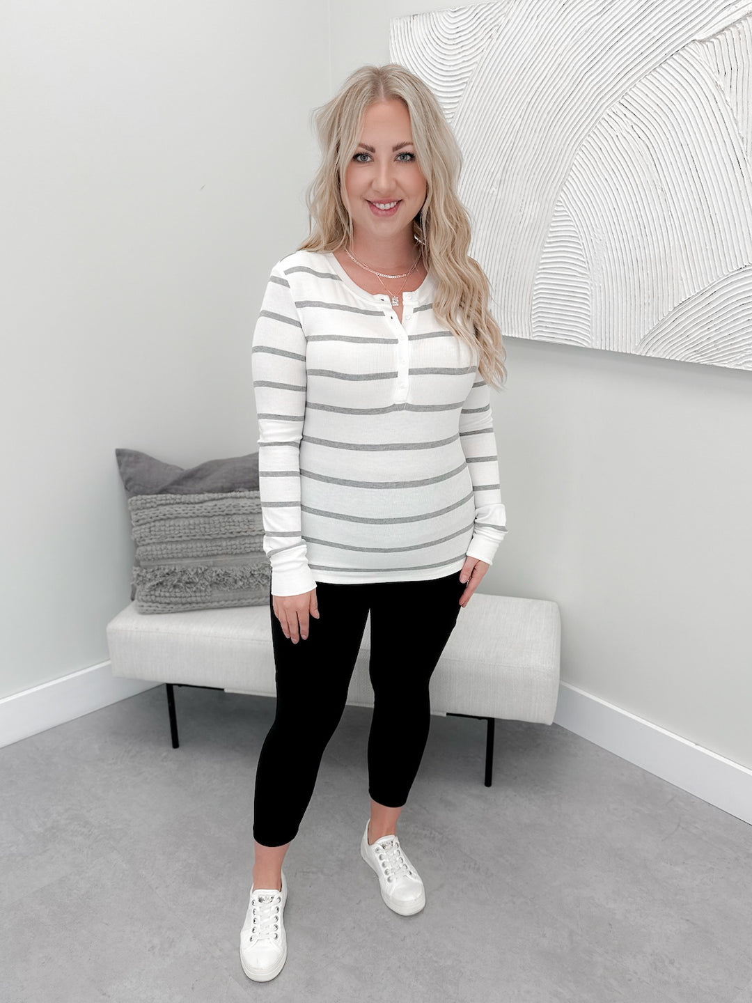 Kennedy Ribbed Long Sleeve in Grey