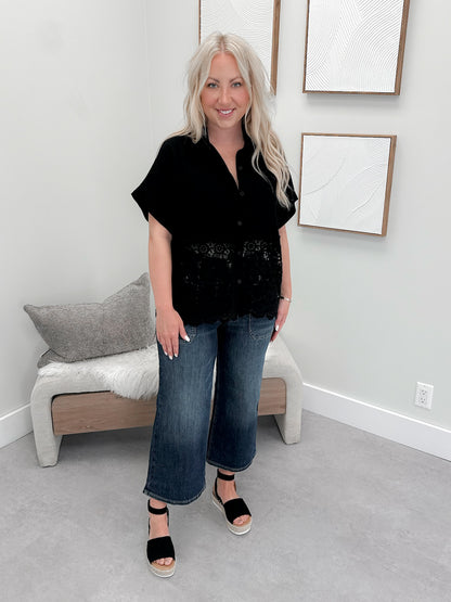 Liora Button Up Top in Black