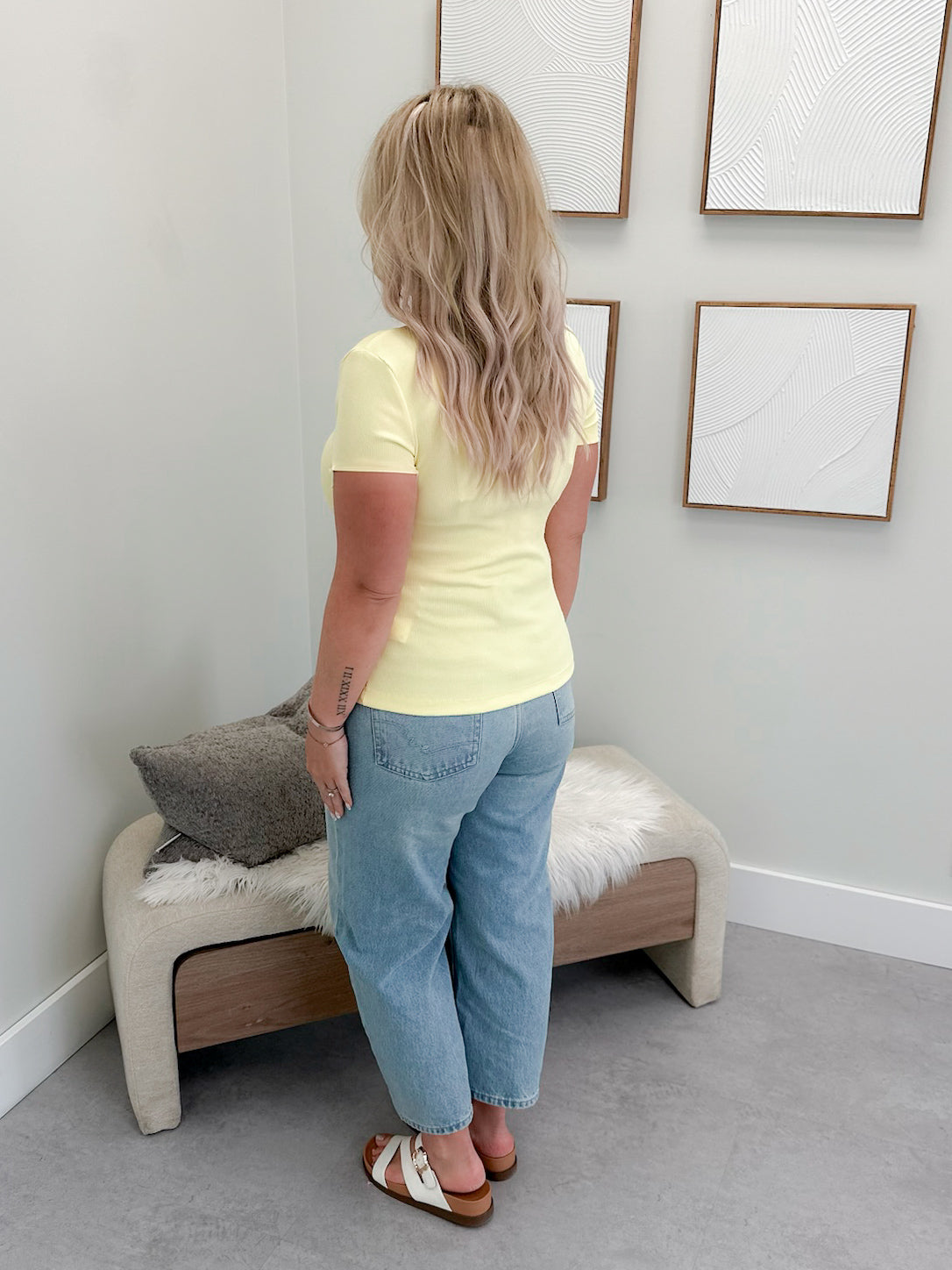 Button Front Lulu Tee in Banana by Ampersand Avenue
