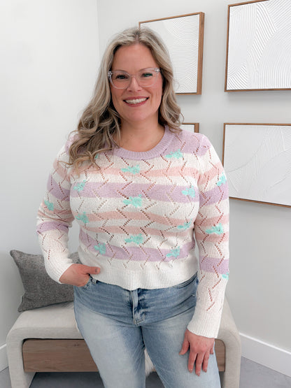 Julissa Embroidered Sweater in Lavender Mix