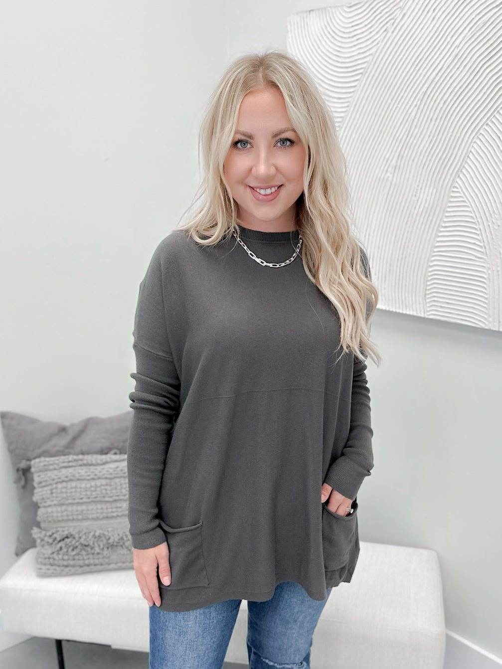 229 Pocket Sweater in Iron by Twenty Nine The Label