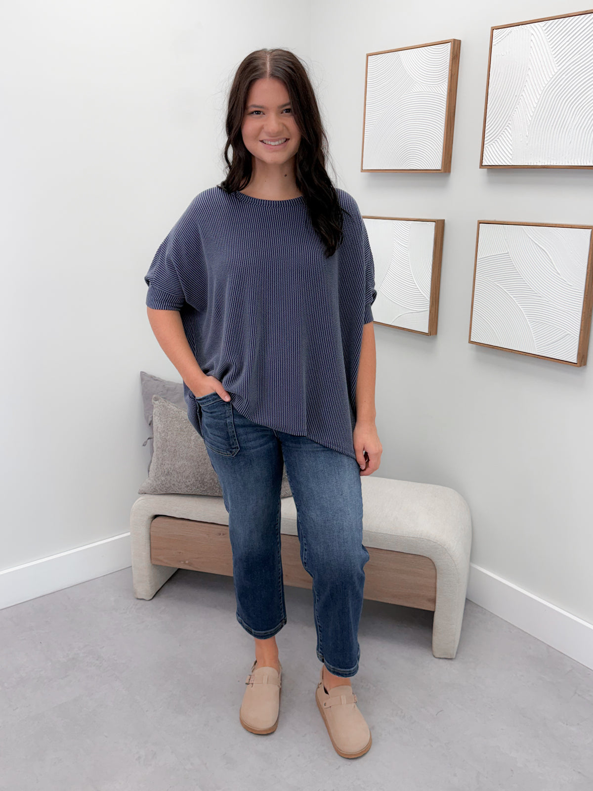 Winslet Wave Tee in Denim Blue