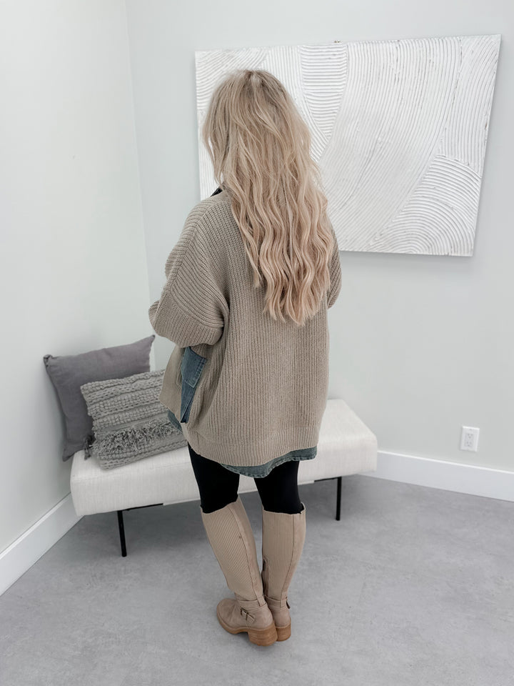 Maisie Sweater Jacket in Khaki