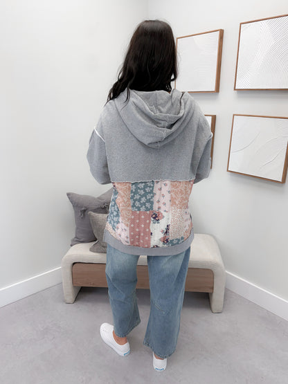 Ruby Quilted Hoodie in Grey