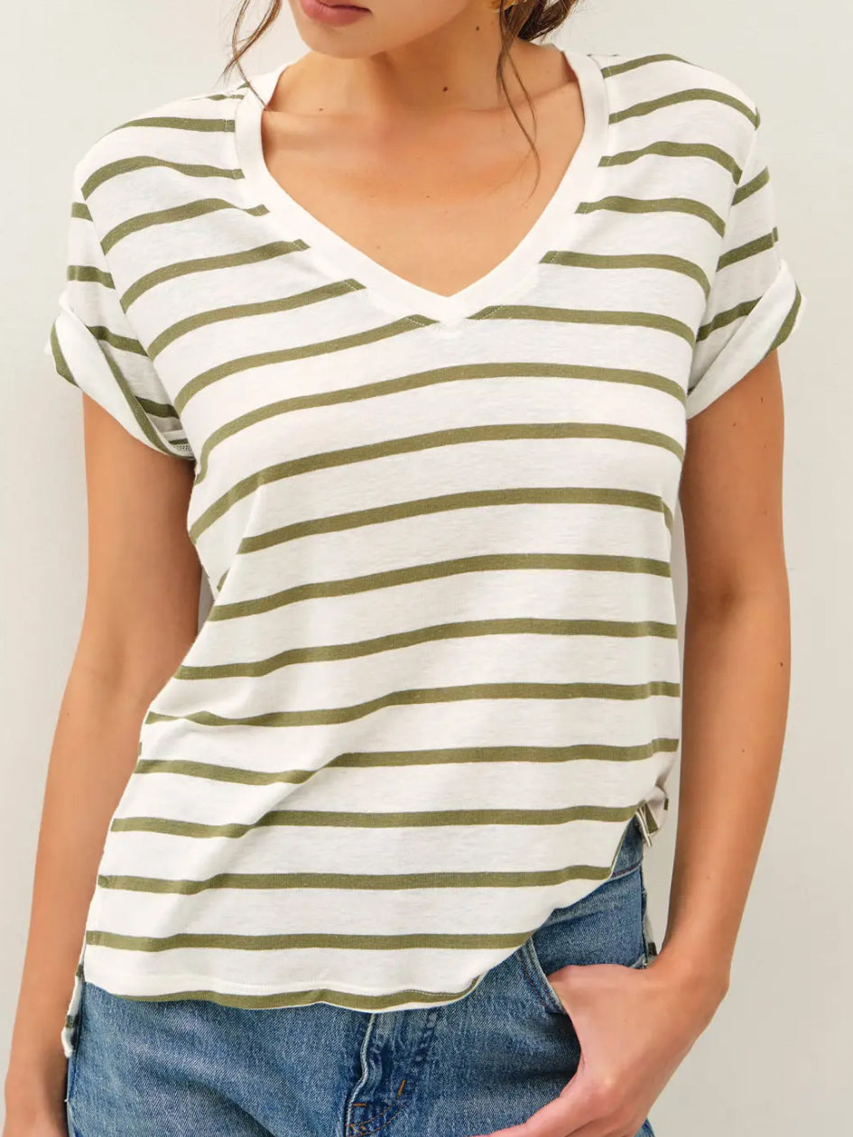 Alanis Striped Tee in Forest