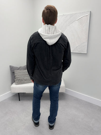 Soren Mens Corduroy Button Up in Smoke