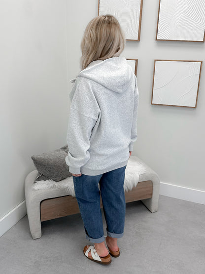 Half Zip Hoodie in Heather Grey