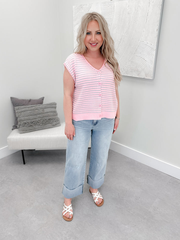 Steph Sleeveless Cardi in Pink